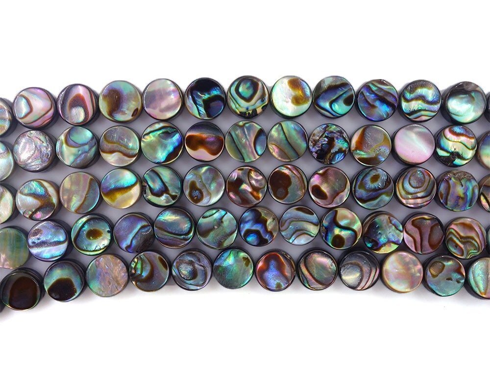 5632 6mm Natural Abalone Shell Flat Coin Beads Strand 16 Inch Jewelry